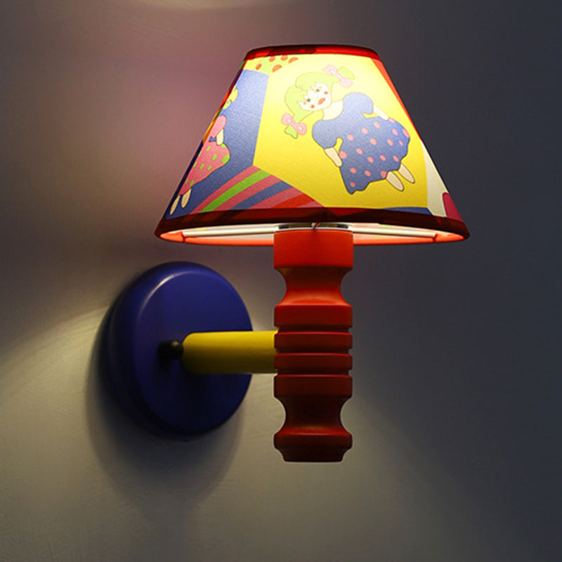Scandinavian Iron Fabric Wood 1-Light Wall Sconce Lamp