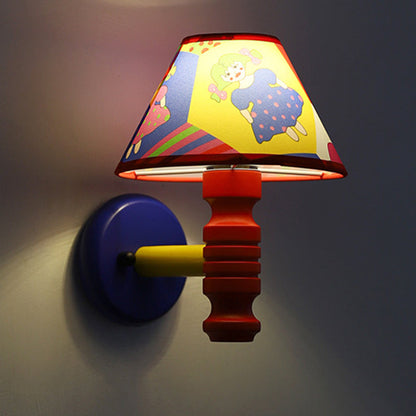 Scandinavian Iron Fabric Wood 1-Light Wall Sconce Lamp
