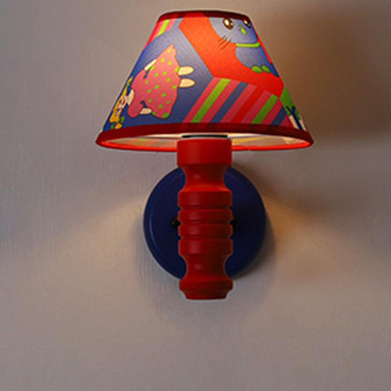 Scandinavian Iron Fabric Wood 1-Light Wall Sconce Lamp