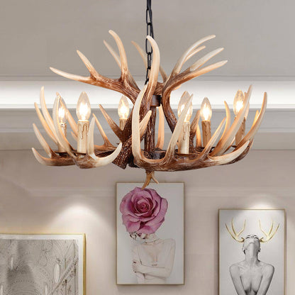 Traditional Vintage Antler Branch Sconce Resin PVC 4/6 Light Chandelier For Living Room