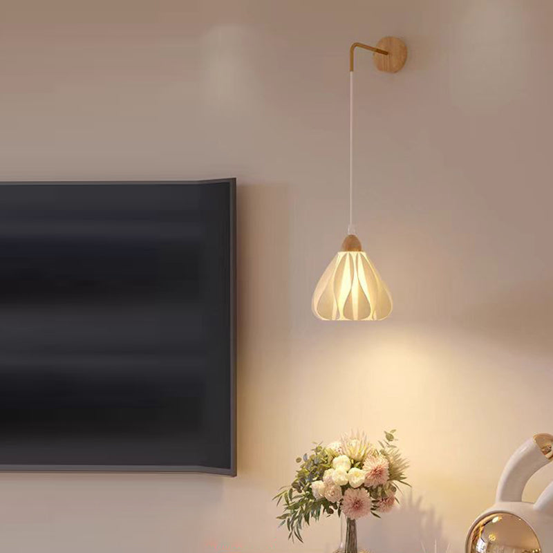 Scandinavian Disc Base Wood PLA 1-Light Wall Sconce Lamp