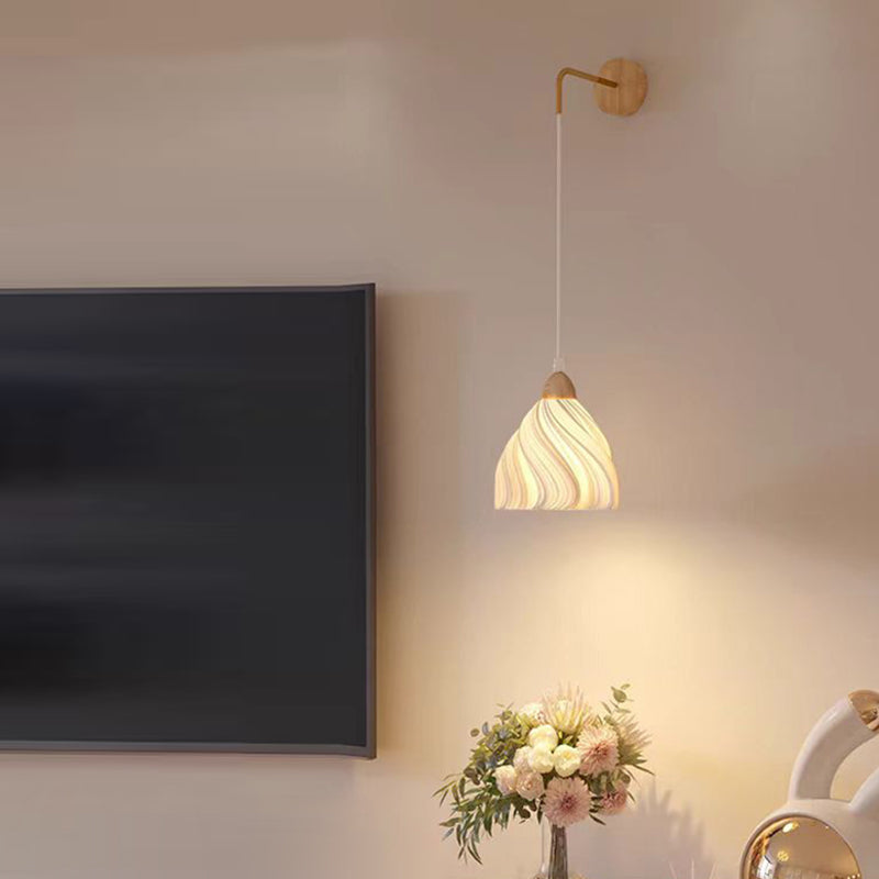 Scandinavian Disc Base Wood PLA 1-Light Wall Sconce Lamp