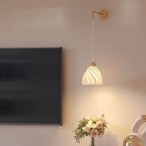 Scandinavian Disc Base Wood PLA 1-Light Wall Sconce Lamp