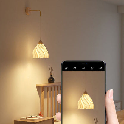 Scandinavian Disc Base Wood PLA 1-Light Wall Sconce Lamp