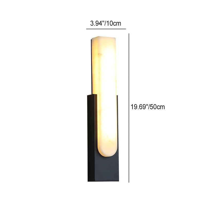 Rectangle Oval Nested Iron Faux Marble LED Wall Sconce Lamp