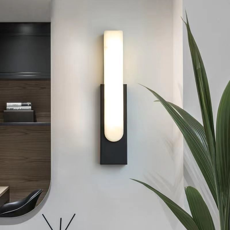 Rectangle Oval Nested Iron Faux Marble LED Wall Sconce Lamp
