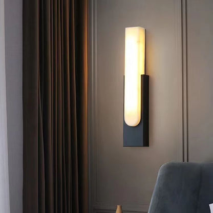 Rectangle Oval Nested Iron Faux Marble LED Wall Sconce Lamp