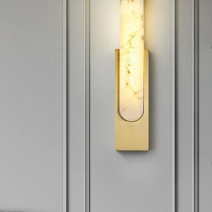 Rectangle Oval Nested Iron Faux Marble LED Wall Sconce Lamp