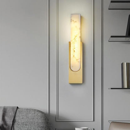 Rectangle Oval Nested Iron Faux Marble LED Wall Sconce Lamp