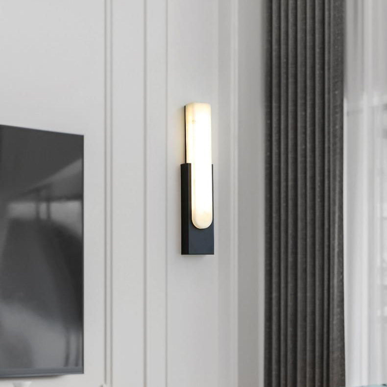 Rectangle Oval Nested Iron Faux Marble LED Wall Sconce Lamp