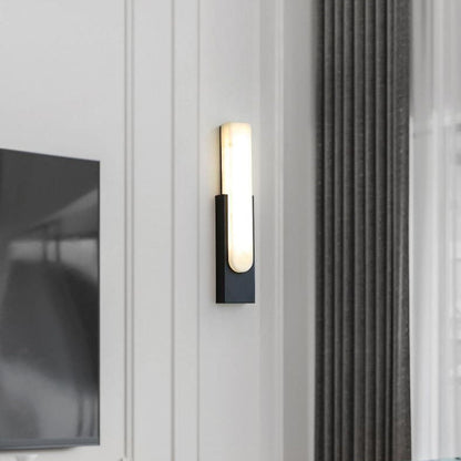 Rectangle Oval Nested Iron Faux Marble LED Wall Sconce Lamp