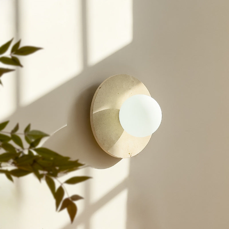 Japanese Solid Wood Glass 1-Light Wall Sconce Lamp