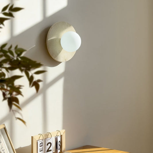 Japanese Solid Wood Glass 1-Light Wall Sconce Lamp