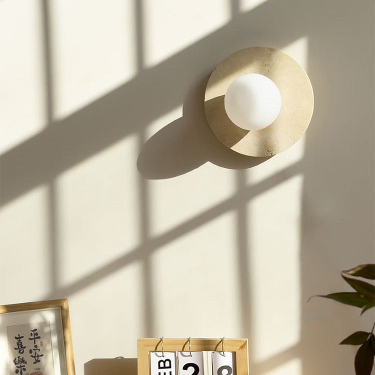 Japanese Solid Wood Glass 1-Light Wall Sconce Lamp