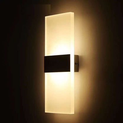 Minimalist Rectangle Aluminum Acrylic LED Wall Sconce Lamp