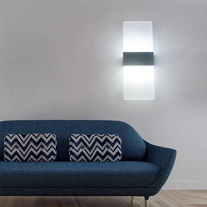 Minimalist Rectangle Aluminum Acrylic LED Wall Sconce Lamp