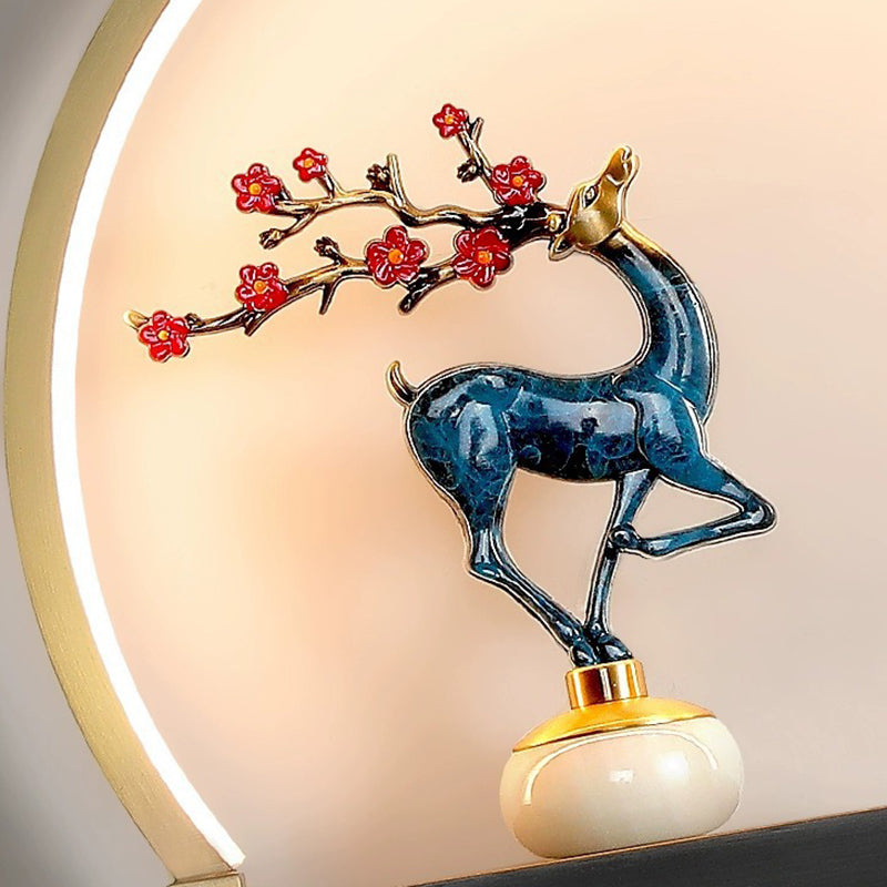 Chinese Semicircle Copper Jade Silicon LED Wall Sconce Lamp