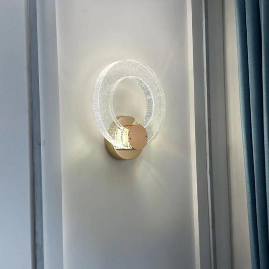 Circle Disc Base Iron Aluminum Crystal LED Wall Sconce Lamp