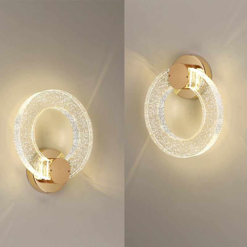 Circle Disc Base Iron Aluminum Crystal LED Wall Sconce Lamp