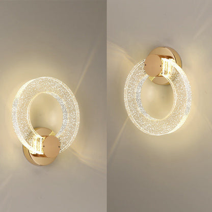 Circle Disc Base Iron Aluminum Crystal LED Wall Sconce Lamp