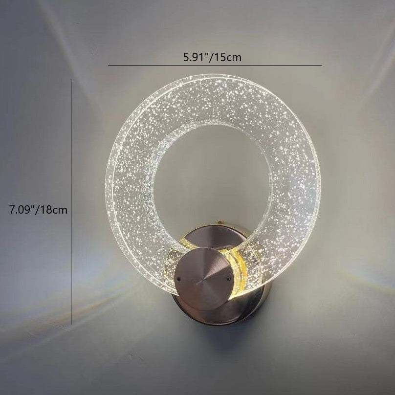 Circle Disc Base Iron Aluminum Crystal LED Wall Sconce Lamp