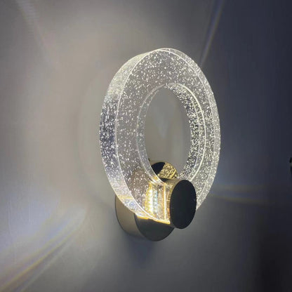 Circle Disc Base Iron Aluminum Crystal LED Wall Sconce Lamp