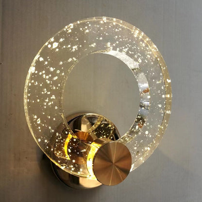 Circle Disc Base Iron Aluminum Crystal LED Wall Sconce Lamp
