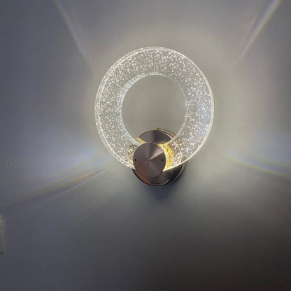 Circle Disc Base Iron Aluminum Crystal LED Wall Sconce Lamp