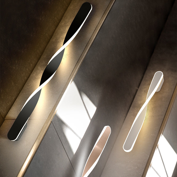 Long Oval Spiral Aluminum Silicone LED Wall Sconce Lamp