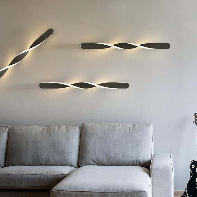 Long Oval Spiral Aluminum Silicone LED Wall Sconce Lamp