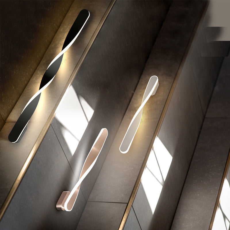 Long Oval Spiral Aluminum Silicone LED Wall Sconce Lamp