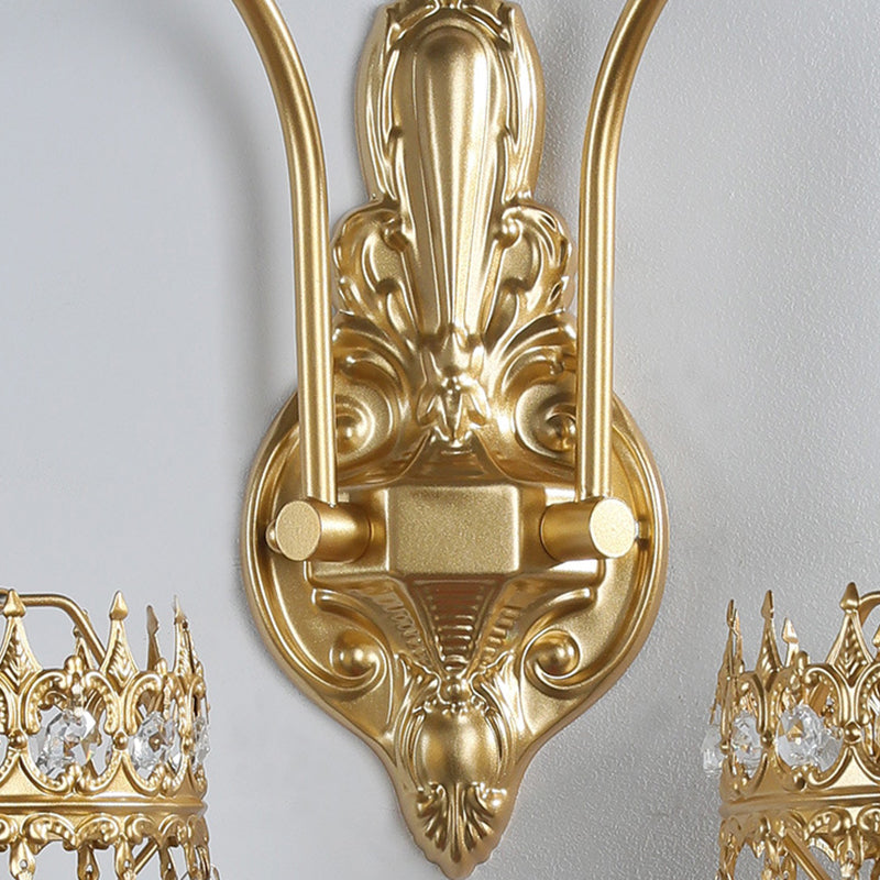 French Teardrop Curved Iron Glass 2-Light Wall Sconce Lamp