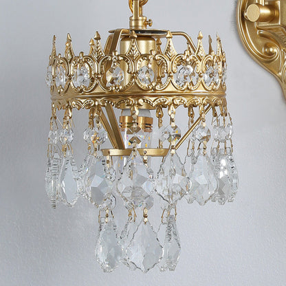 French Teardrop Curved Iron Glass 2-Light Wall Sconce Lamp