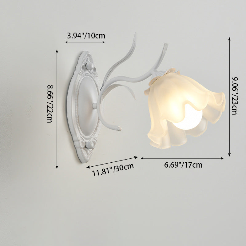 Flower Branch Iron Glass 1/2 Light Wall Sconce Lamp