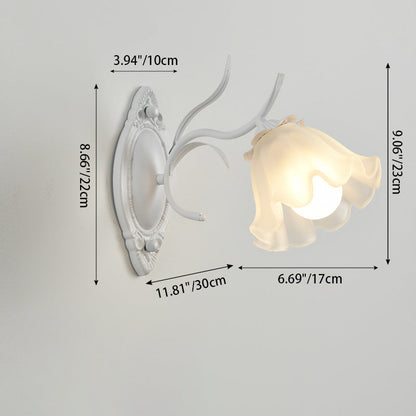 Flower Branch Iron Glass 1/2 Light Wall Sconce Lamp