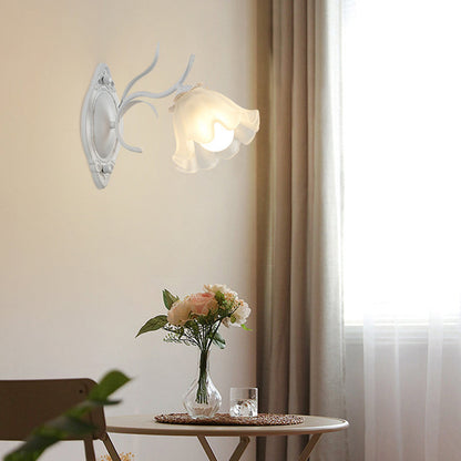 Flower Branch Iron Glass 1/2 Light Wall Sconce Lamp