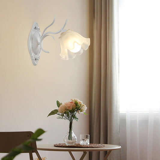 Flower Branch Iron Glass 1/2 Light Wall Sconce Lamp