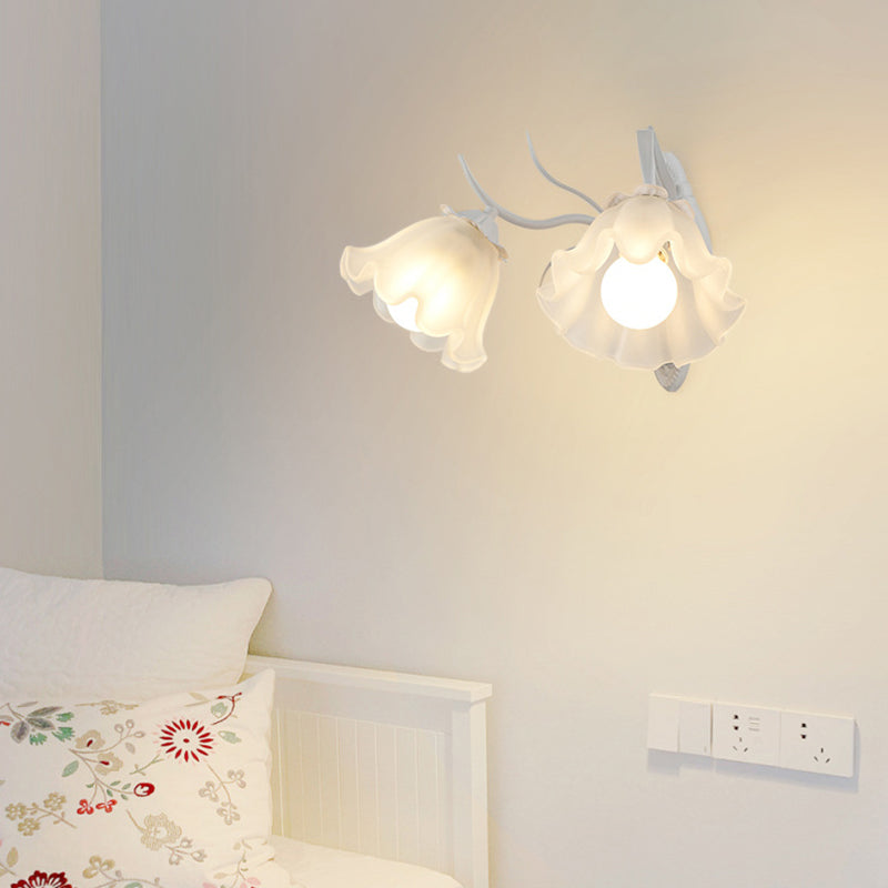 Flower Branch Iron Glass 1/2 Light Wall Sconce Lamp