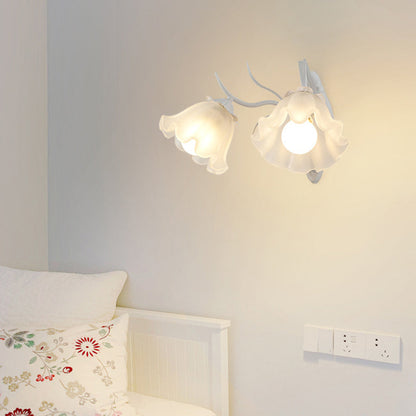 Flower Branch Iron Glass 1/2 Light Wall Sconce Lamp