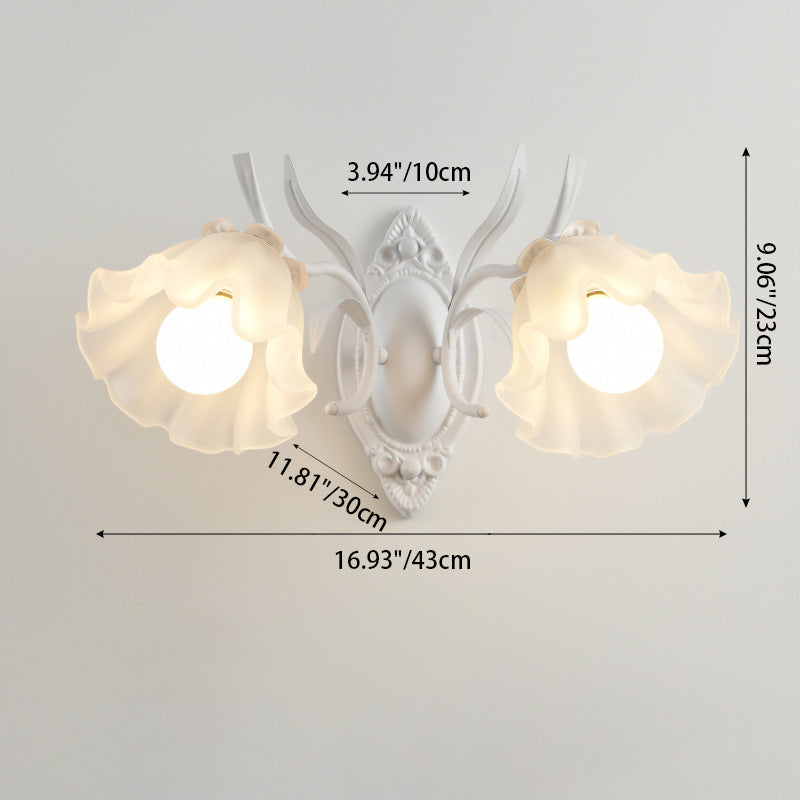 Flower Branch Iron Glass 1/2 Light Wall Sconce Lamp