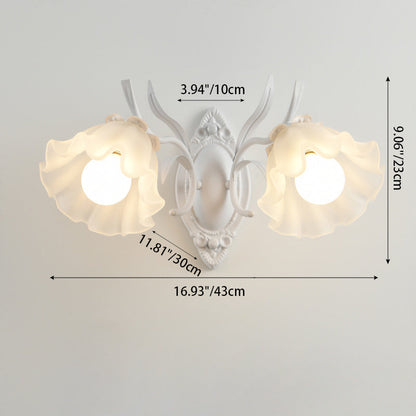 Flower Branch Iron Glass 1/2 Light Wall Sconce Lamp