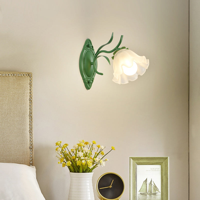 Flower Branch Iron Glass 1/2 Light Wall Sconce Lamp
