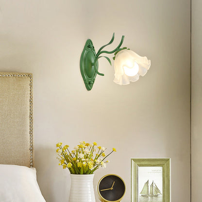 Flower Branch Iron Glass 1/2 Light Wall Sconce Lamp