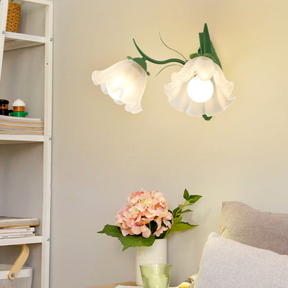Flower Branch Iron Glass 1/2 Light Wall Sconce Lamp