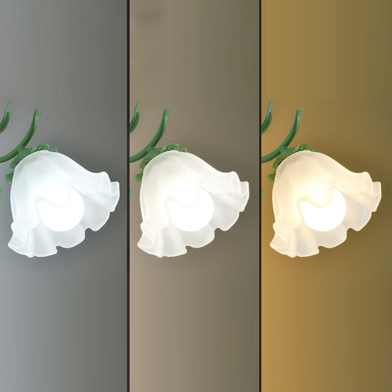 Flower Branch Iron Glass 1/2 Light Wall Sconce Lamp