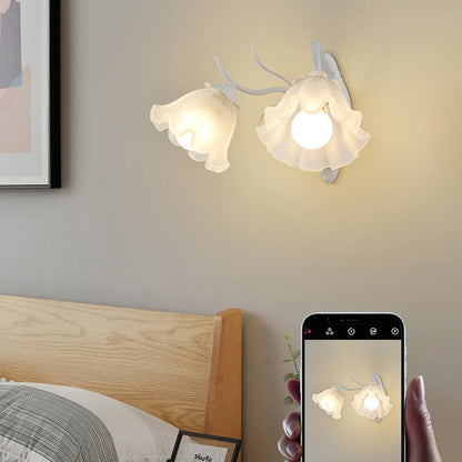 Flower Branch Iron Glass 1/2 Light Wall Sconce Lamp