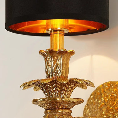 Cylinder Vein Full Copper Fabric 1-Light Wall Sconce Lamp