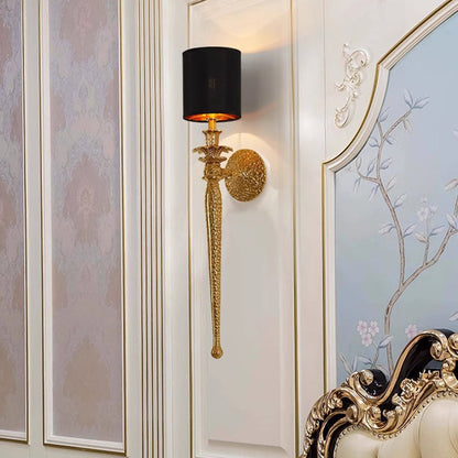 Cylinder Vein Full Copper Fabric 1-Light Wall Sconce Lamp