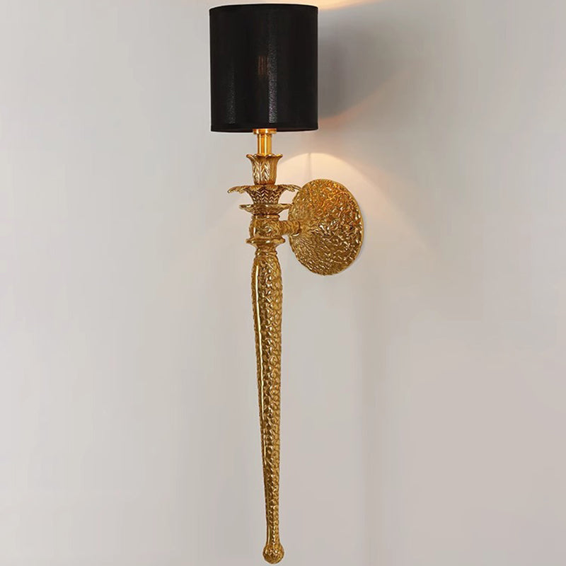 Cylinder Vein Full Copper Fabric 1-Light Wall Sconce Lamp
