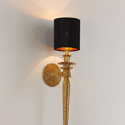 Cylinder Vein Full Copper Fabric 1-Light Wall Sconce Lamp